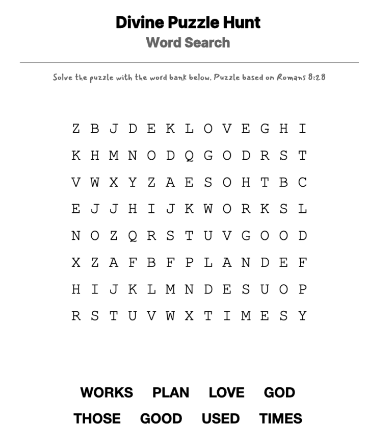 God Understands Me Word Search